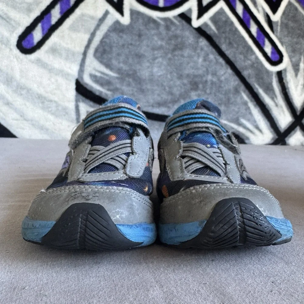 Size 11c - Saucony Junior‎ Boy's Ride 10 Shoe Gray/blue/space